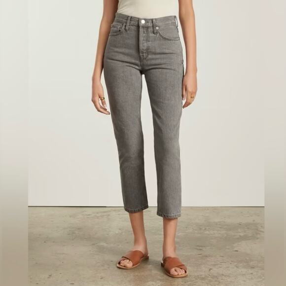Everlane The 90’s Cheeky Jean Acid Gray Grey Ankle Cropped High Rise Button 25 - Picture 1 of 15